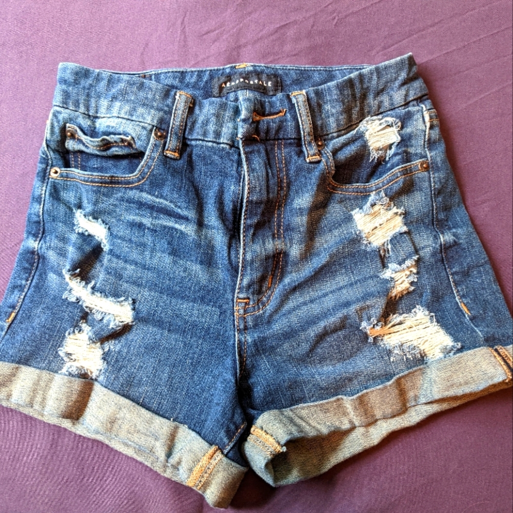 Women's high waisted curvy mom jean shorts